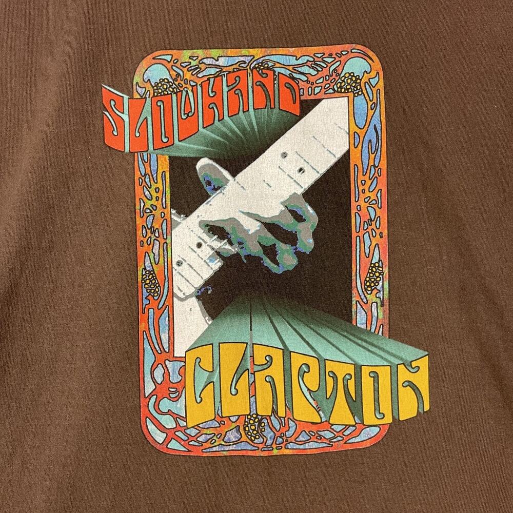 Vintage Eric Clapton Slowhand T Shirt Adult XL Brown Graphic Concert Tee Y2K - Picture 2 of 10